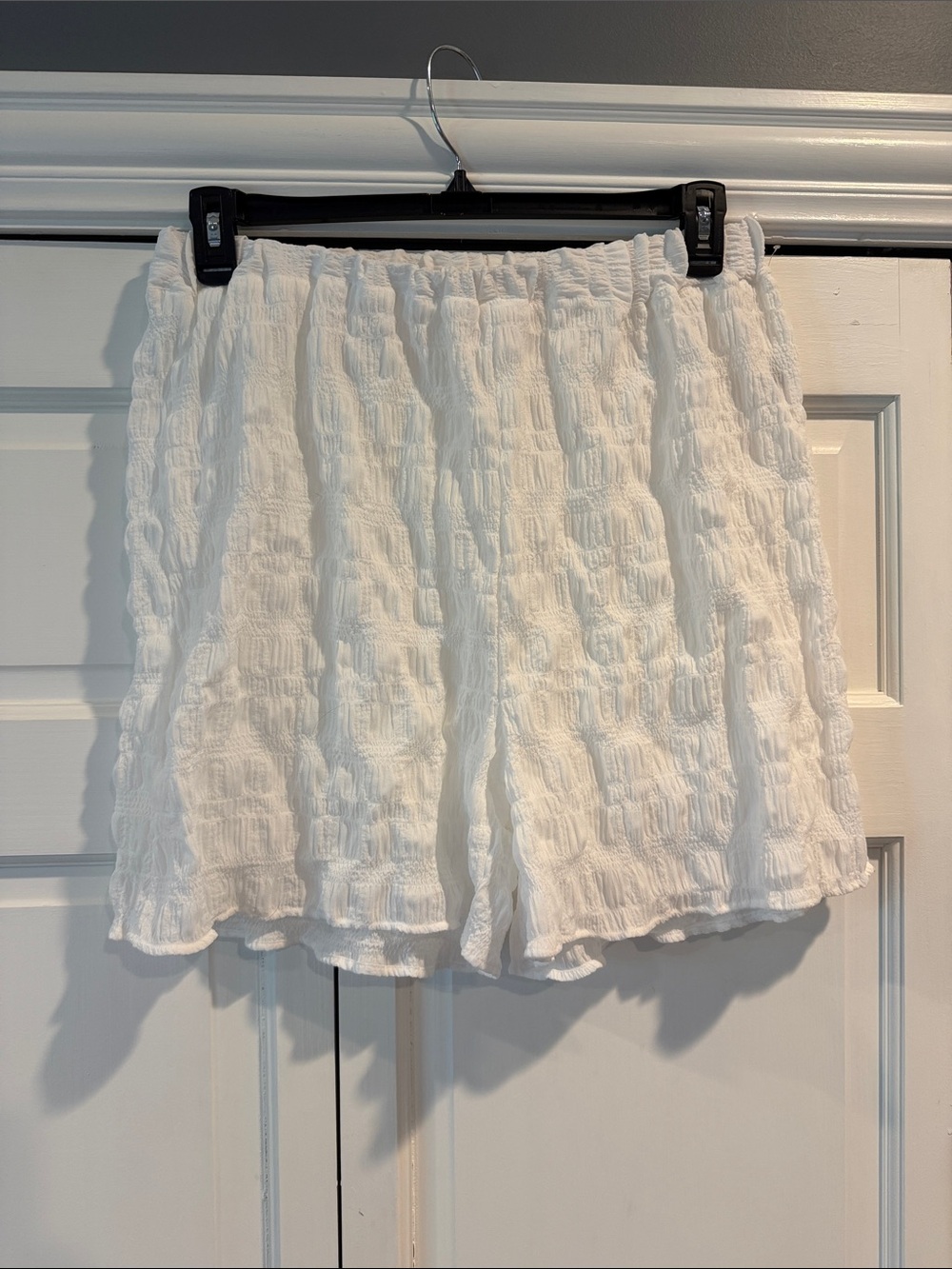 Nordstrom Rack White Textured Elastic-Waist Shorts